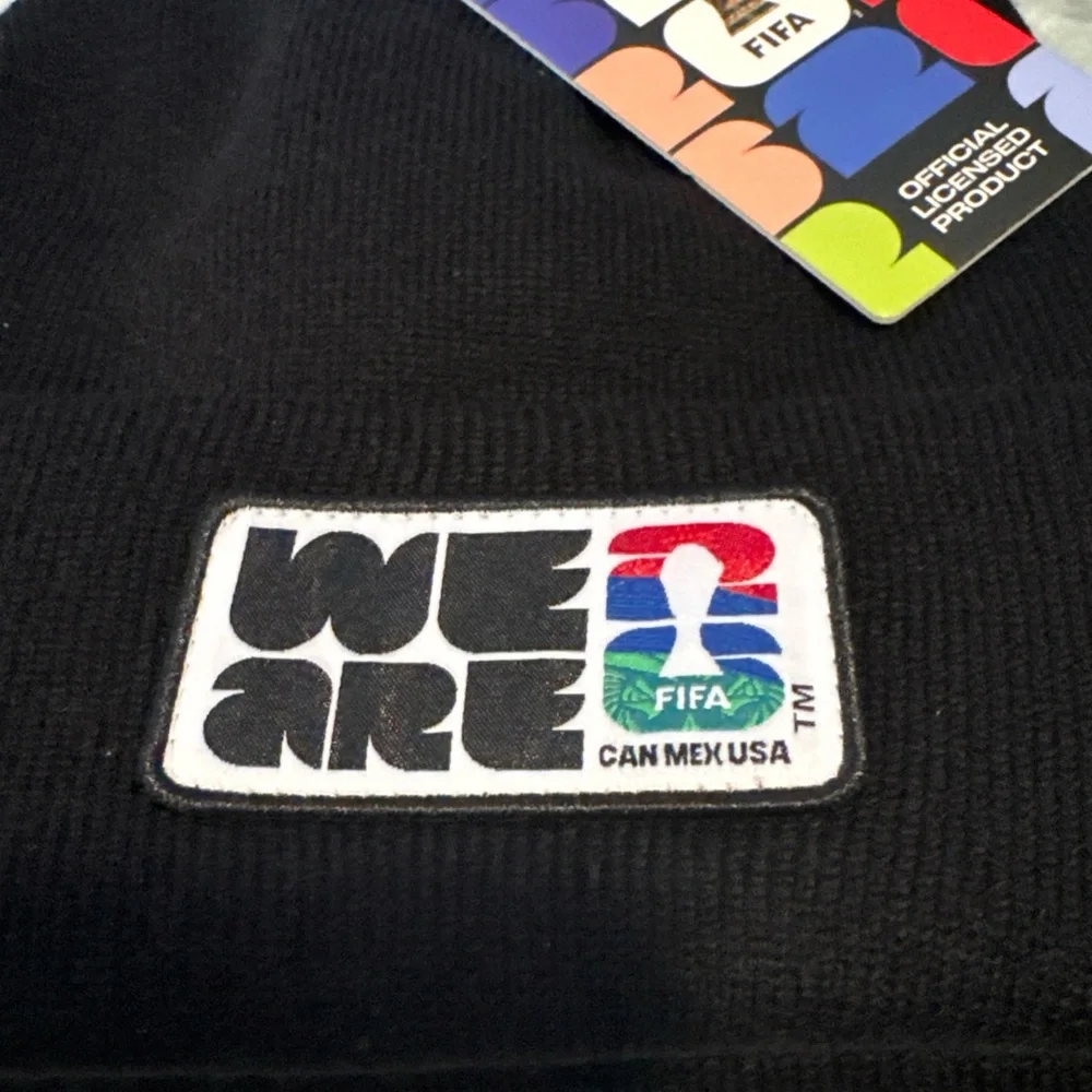 2026 BLACK FIFA Soccer World Cup Soccer Patch Beanie Hat CAN MEX USA MWT